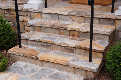 Stairs veneered in Bull Run® Stone