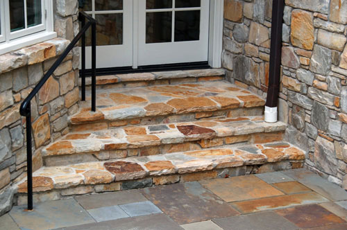 Stairs veneered in Bull Run® Stone