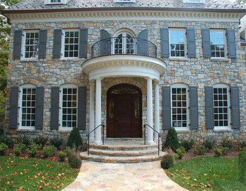 Entrance veneered in Bull Run® Stone